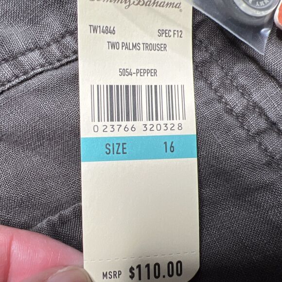 Tommy Bahama Relax Two Palms High Rise Linen Wide Leg Pants Size 16 Charcoal NWT - Picture 4 of 12